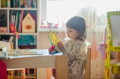 Little girl doing crafts